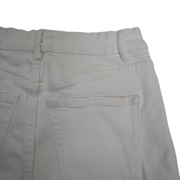 Zara Women's 4 High Rise White Cutoff Jean Shorts - Picture 4 of 8